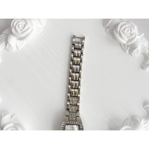 Charter Club Silver Toned Rhinestone Vintage Women's Wristwatch - 14mm - WORKS! - Picture 10 of 10